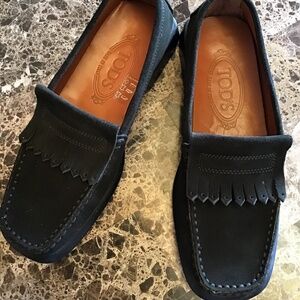 Tod's Loafers Suede Leather Driving Shoes Kiltie Fringe Moccasins